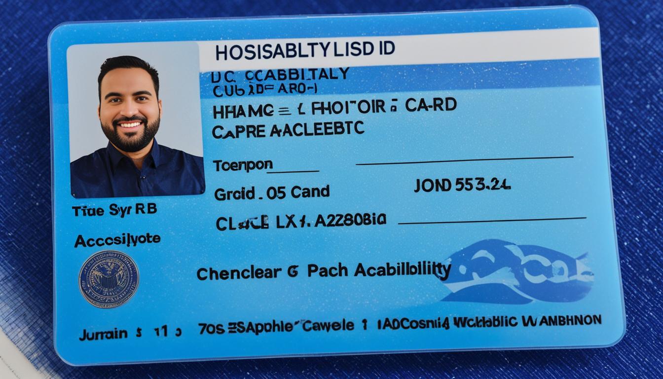 A disability ID card resting on a desk.