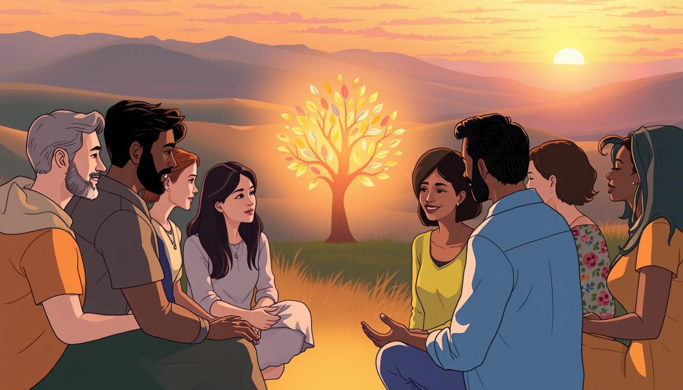 A gentle, hopeful scene representing inner-child healing.